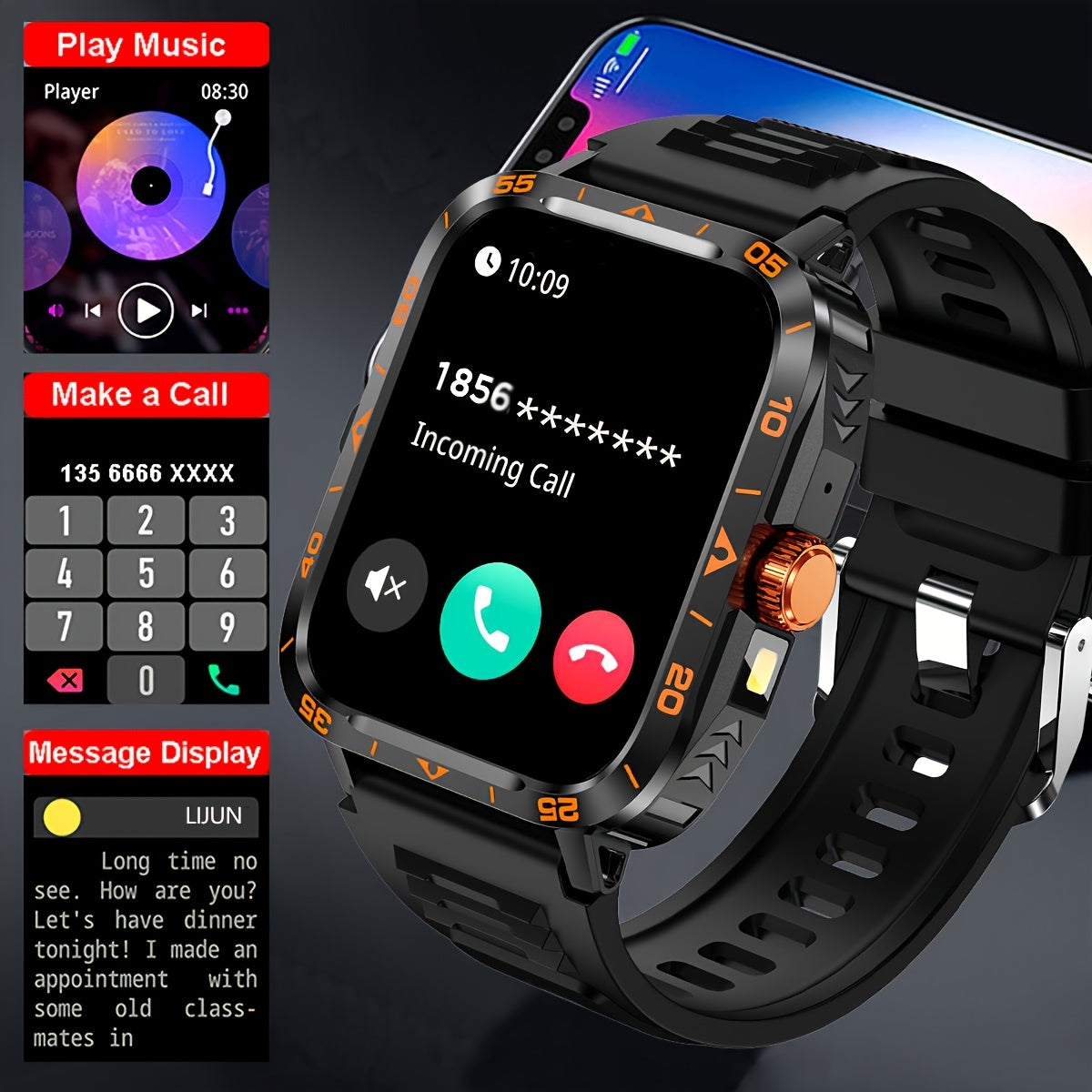2024 New Smartwatch, IP67, LED Display, for Outdoor Sports,