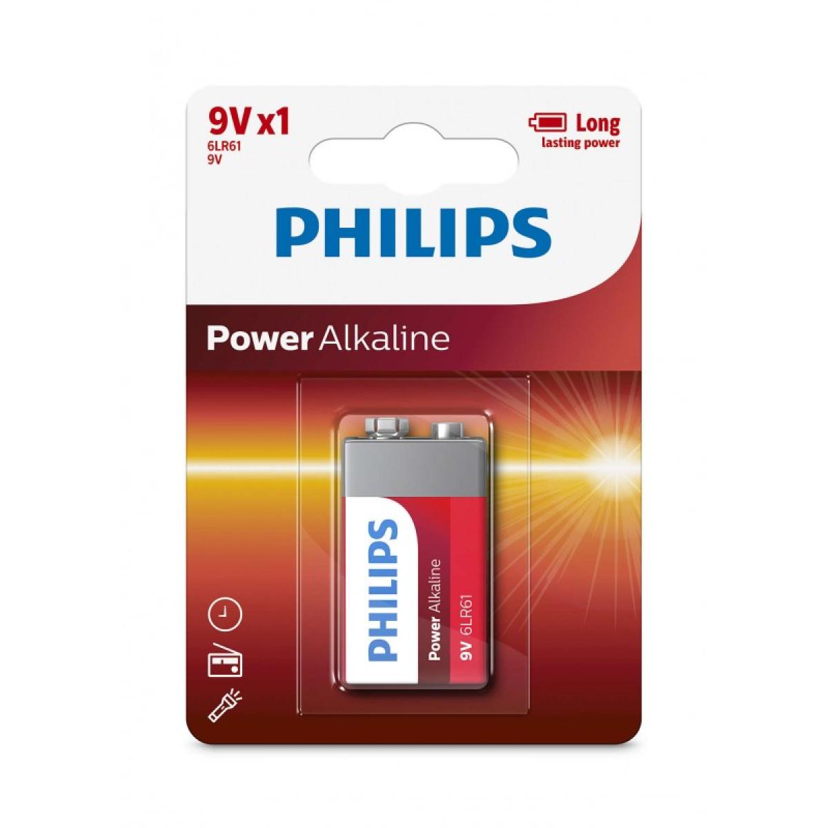 بطاريات قلوية 6LR61P1B/97 من فيليبس 9 فولت، 1 قطعة/عبوة