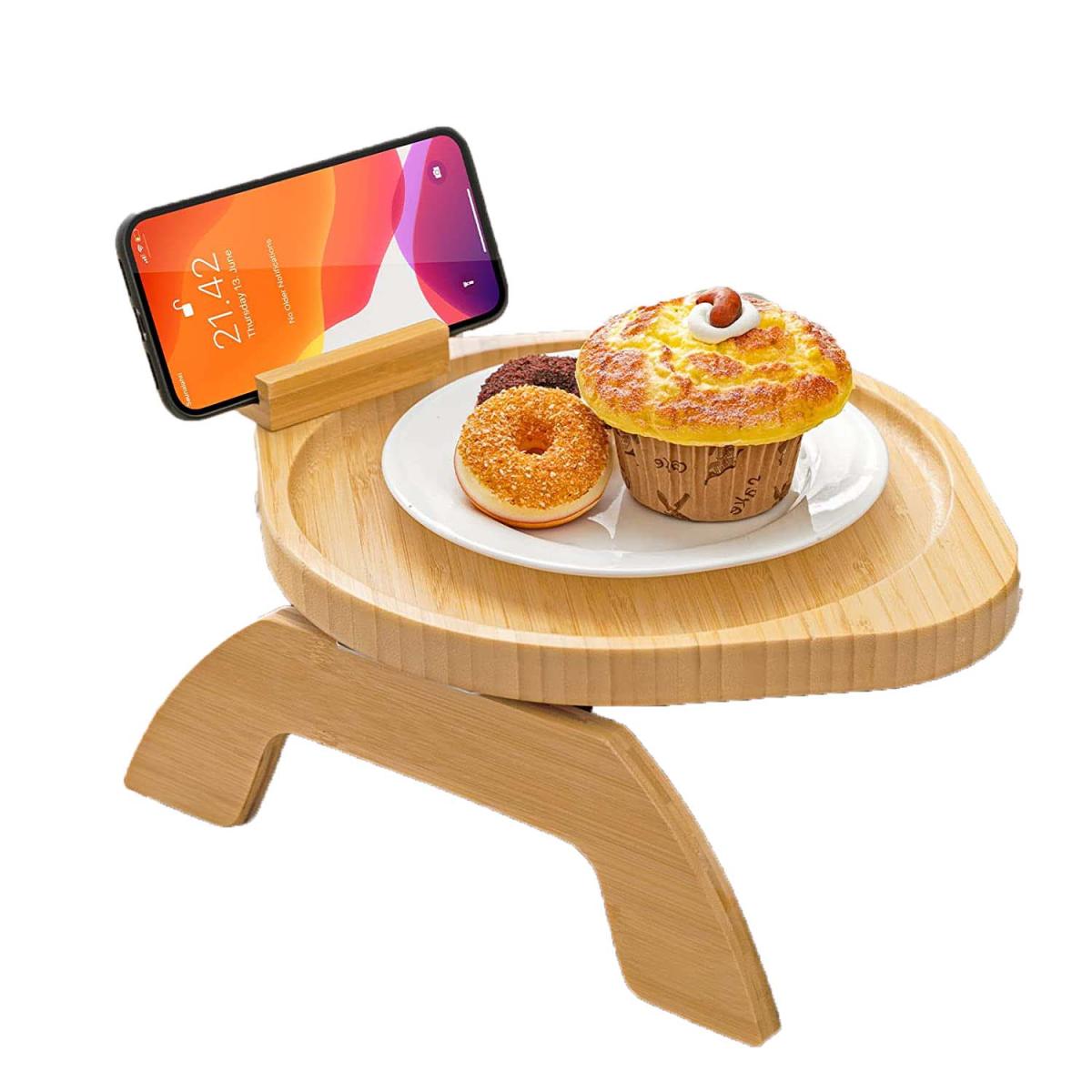 Flodable Bamboo Sofa Tray Table (Round)
