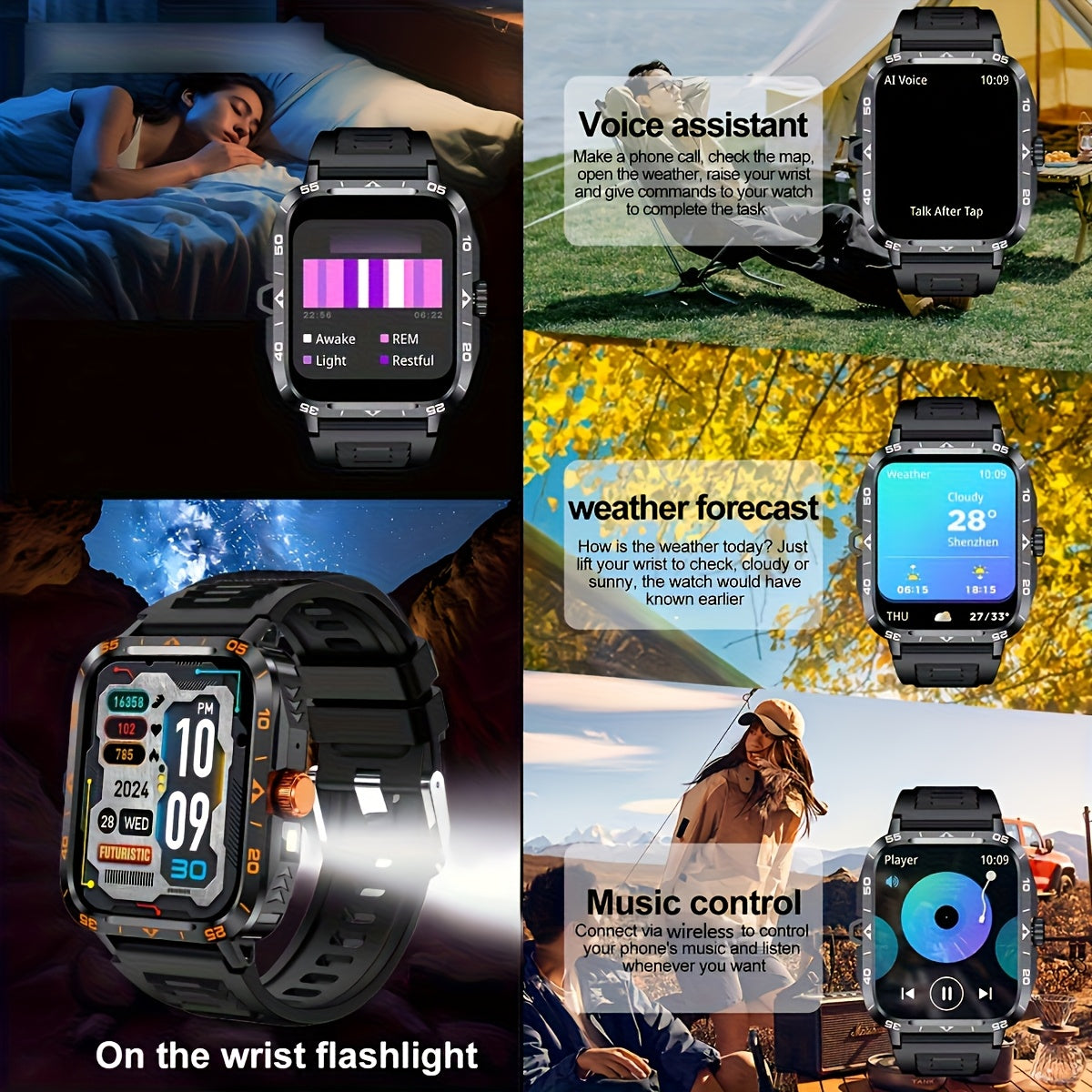 2024 New Smartwatch, IP67, LED Display, for Outdoor Sports,