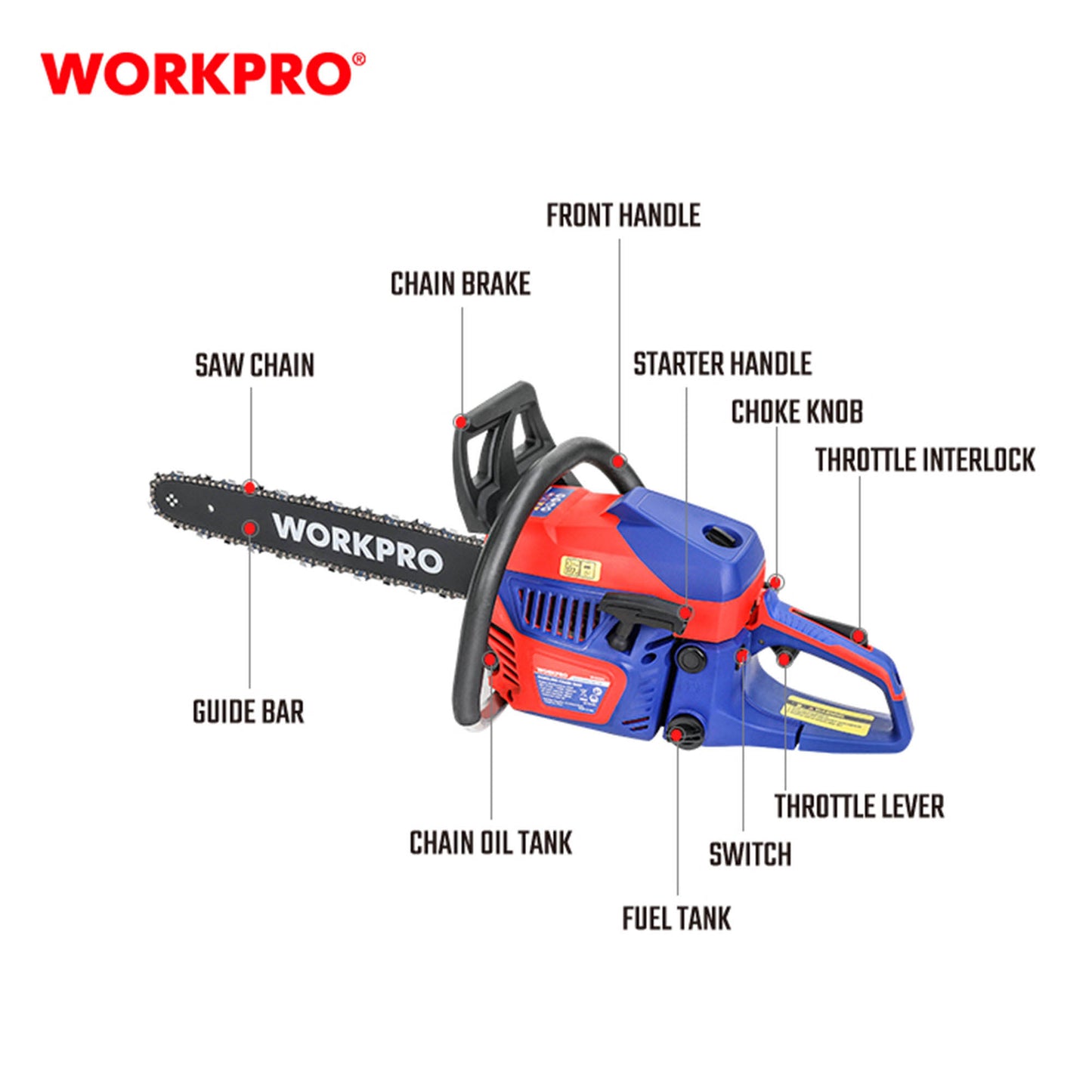WorkPro 52cc Gasoline chain saw