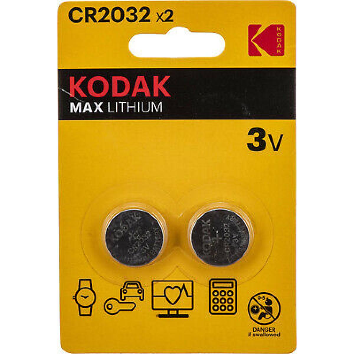 Kodak CR2032 3V Lithium Battery x2