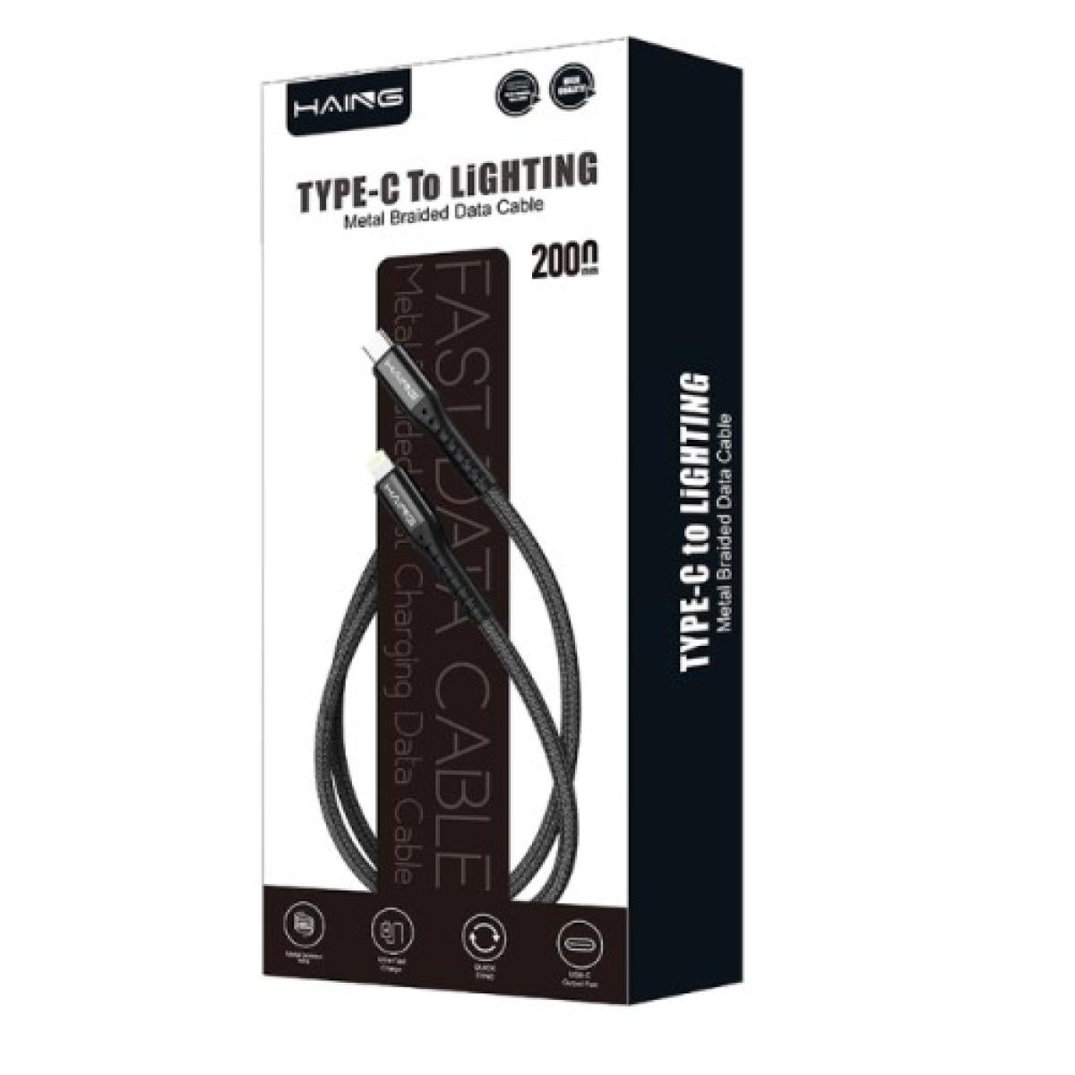 HAING HI041CL Type-C to Lighting 20W Metal Braided Data Cable 2M