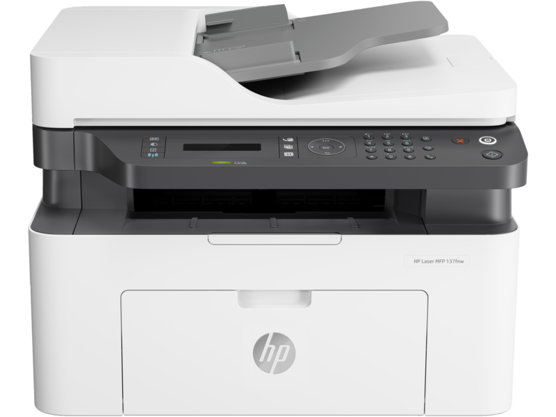 طابعة HP Laser MFP 137fnw طباعة ونسخ ومسح ضوئي وفاكس وطباعة أحادية اللون