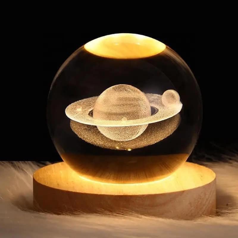 crystal ball 3D crystal ,LED night light with wooden base